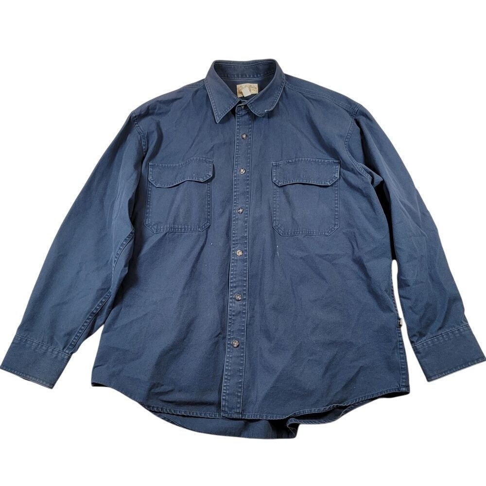 VTG Cabela's Men's Basic Button Up Shirt Sz XL Blue Cotton